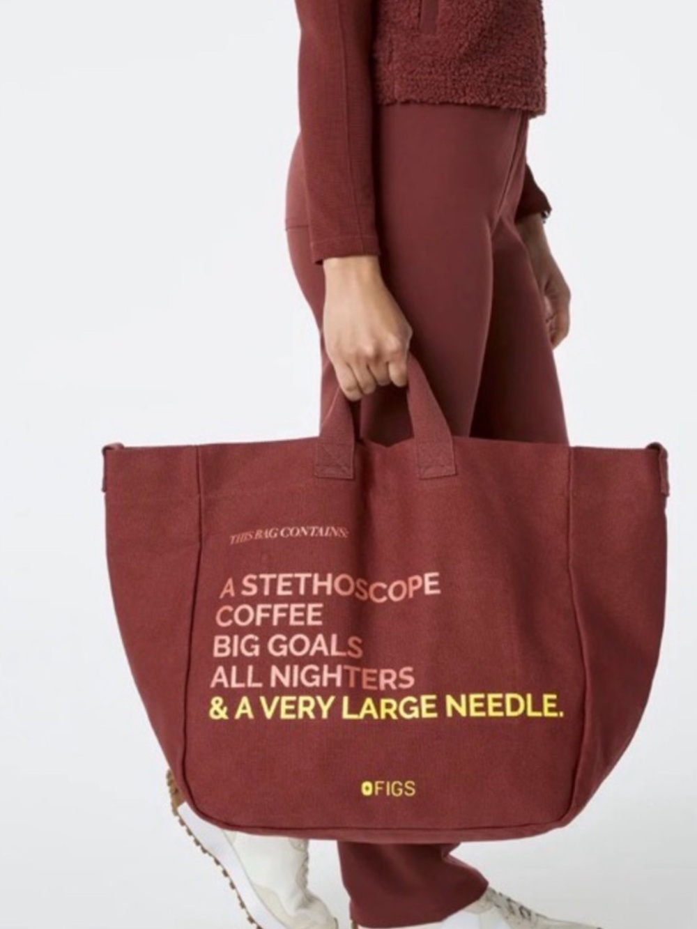 FIGS “walnut” A Very Large Needle” Tote Bag NWT
